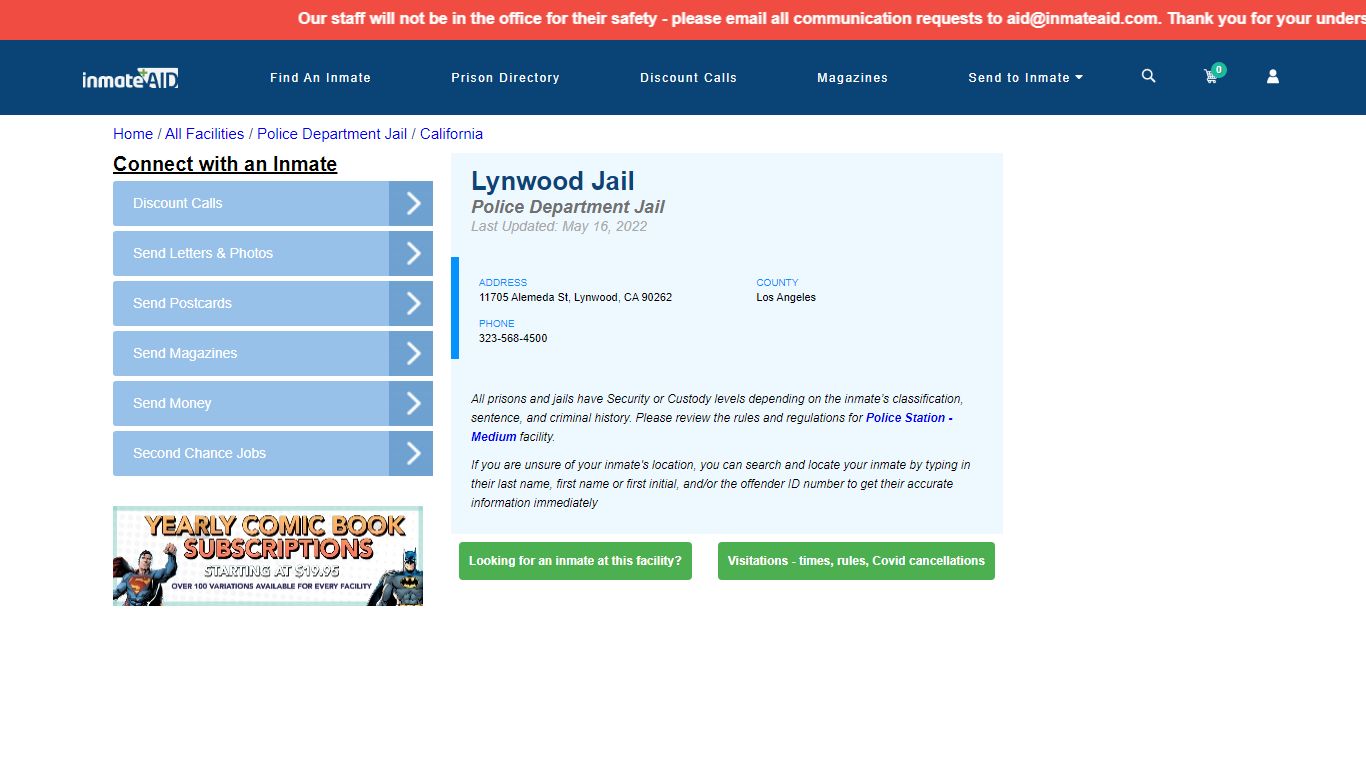 Lynwood Jail & Inmate Search - Lynwood, CA